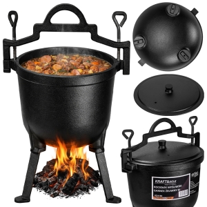 KOCIOŁEK MYŚLIWSKI GARNEK ŻELIWNY 8L NA OGNISKO GRILL BIWAK 