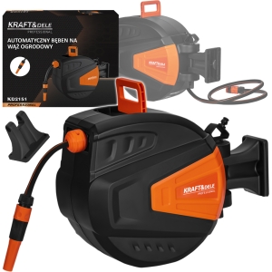 AUTOMATYCZNY WĄŻ OGRODOWY BĘBEN ZWIJANY 15m+1,5m 1/2" (11x15mm) PVC SOLIDNY