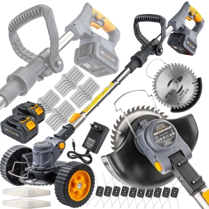 PODKASZARKA AKUMULATOROWA KOSA WYKASZARKA NA KOŁACH 2x4Ah 21V ZESTAW