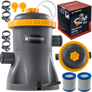 POMPA FILTRUJĄCA DO BASENU WODY 1250l/h 16W IPX8 32mm ZESTAW FILTRY WĘŻE