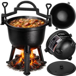 SOLIDNY KOCIOŁEK MYŚLIWSKI GARNEK ŻELIWNY 4L NA OGNISKO GRILL BIWAK