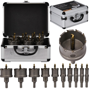 OTWORNICE WIDIOWE WIERTŁA DO METALU WIERTŁO 16-53mm ZESTAW 10 SZTUK WALIZKA