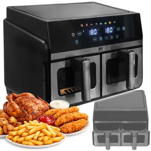 AIRFRYER FRYTKOWNICA BEZTŁUSZCZOWA DWUKOMOROWA 2x4,5L 2800W 9L LED