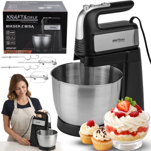 MIKSER KUCHENNY ROBOT RĘCZNY Z MISĄ 1000W 4,5L SOLIDNY Z PODSTAWĄ AKCESORIA