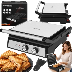 GRILL ELEKTRYCZNY 2400W OPIEKACZ KONTAKTOWY 180° TERMOSTAT + TACKA MOCNY