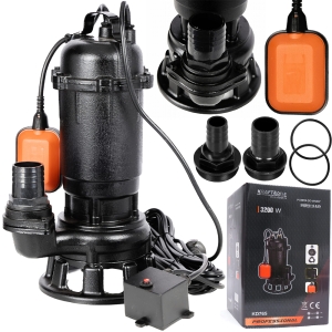 POMPA ZATAPIALNA Z ROZDRABNIACZEM PŁYWAK 3200W + PRZYŁĄCZA 1/2" / 1" / 2"