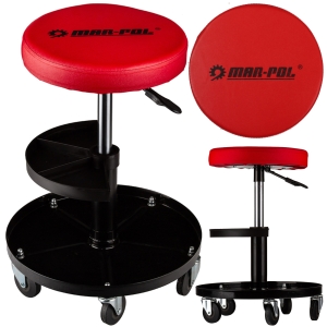 TABORET WARSZTATOWY 30cm KRZESŁO NA KÓŁKACH OBROTOWY REGULOWANY 40-52cm