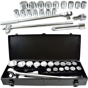 ZESTAW KLUCZY NASADOWYCH KLUCZE NASADKI 21el 3/4" 6-KĄTNE 19-50mm WALIZKA