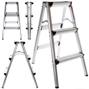 DRABINA DRABINKA DWUSTRONNA 3 STOPNIOWA ALUMINIOWA 150KG SCHODKI PODEST